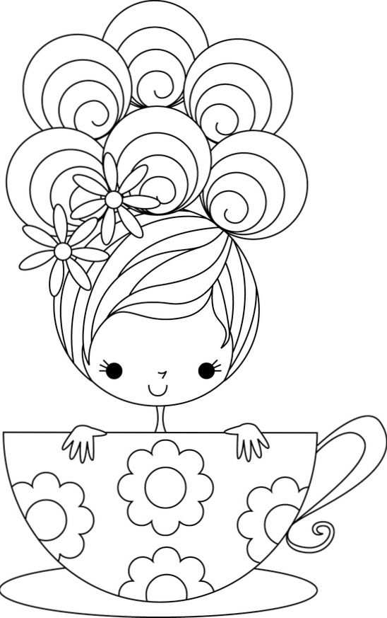 Cup Of Cuteness Embroidery Kleurplaten Borduurpatronen Gratis