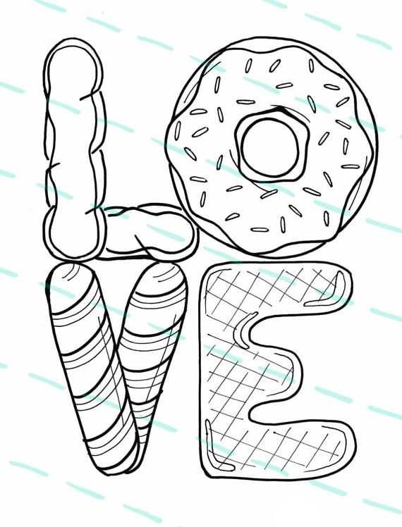 Peace Love And Doughnuts Coloring Page For You And Your Kids Met