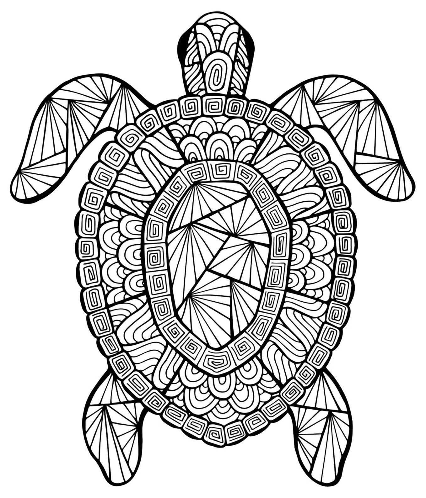 Turtle Ocean Sea Abstract Doodle Zentangle Paisley Coloring Pages