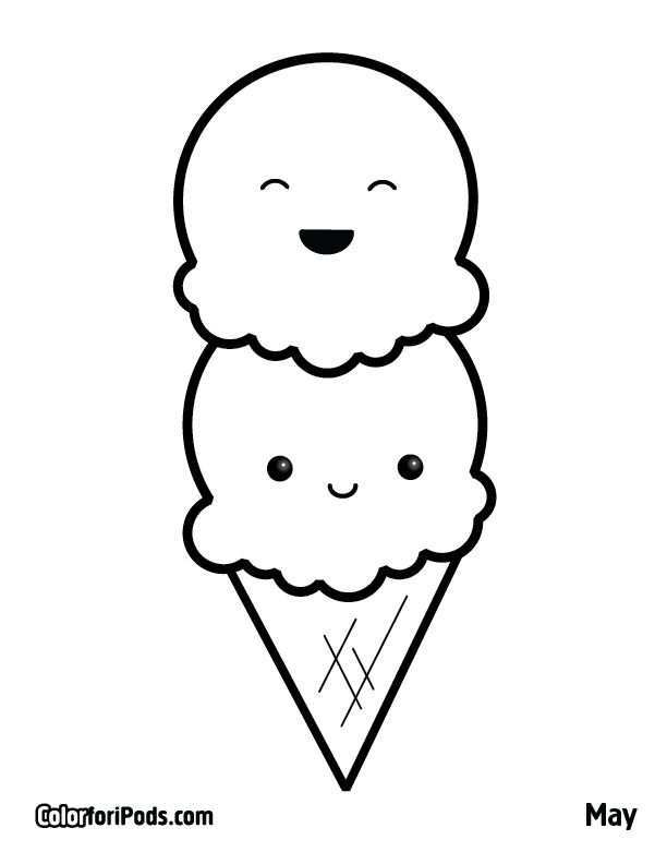 Icecream Colorforipods Cute Coloring Pages Ice Cream Coloring