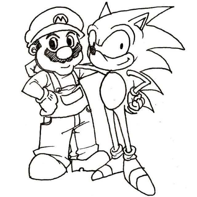 Coloriage Mario Et Sonic Mario Coloring Pages Cartoon Coloring