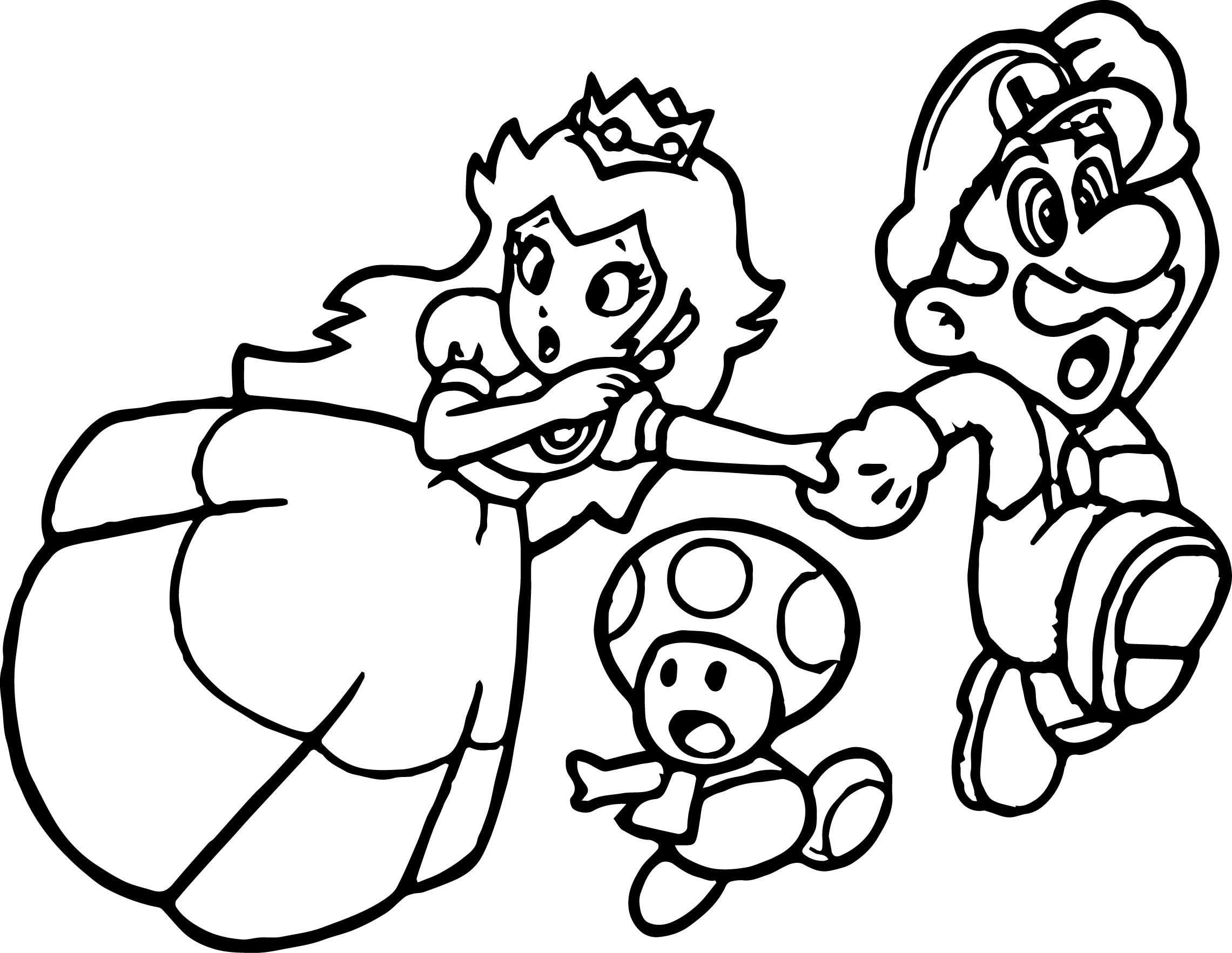 Super Mario Princess Mushroom Coloring Page With Images Super
