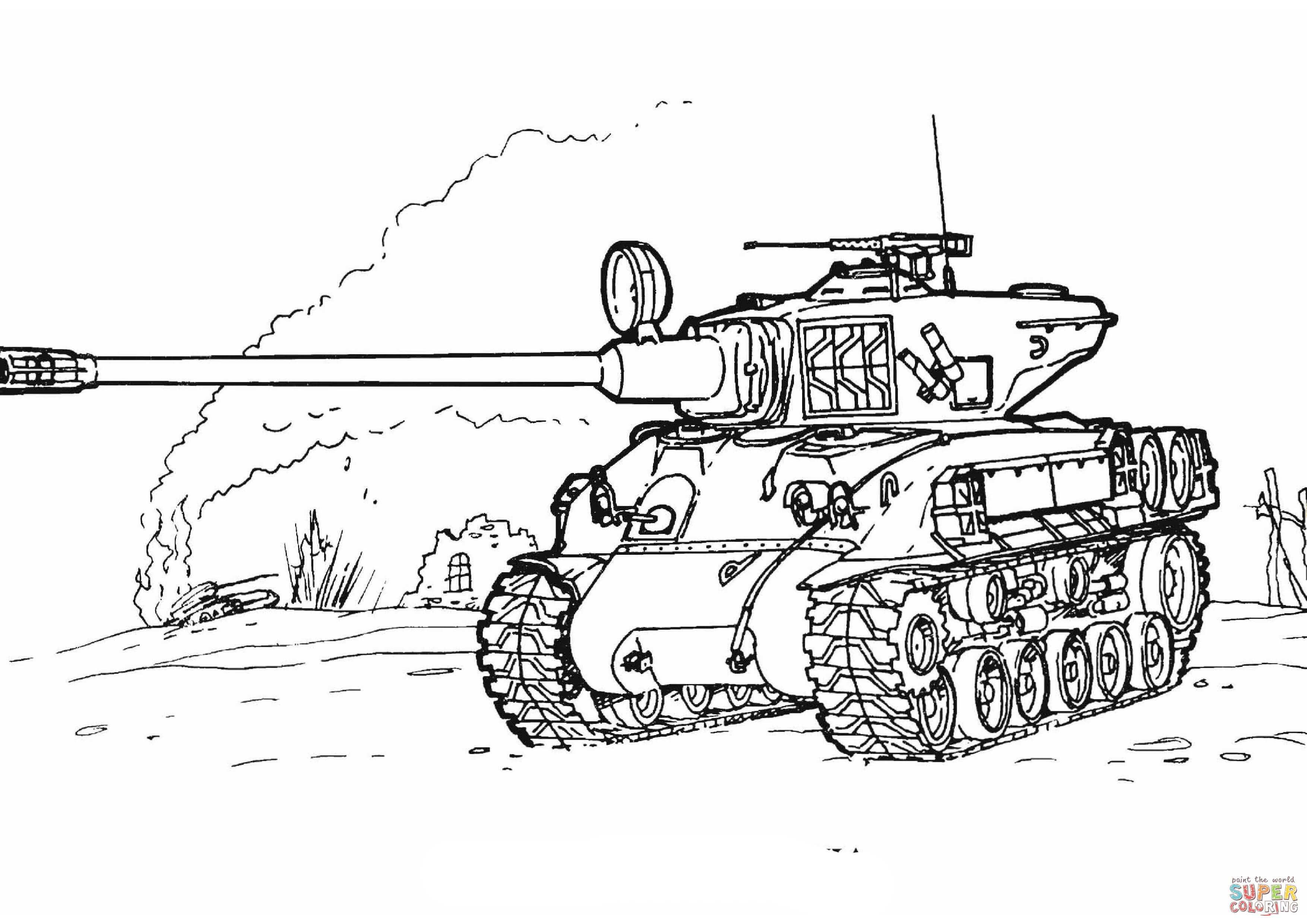 Sherman M 51 Tank Coloring Page From Tanks Category Select From
