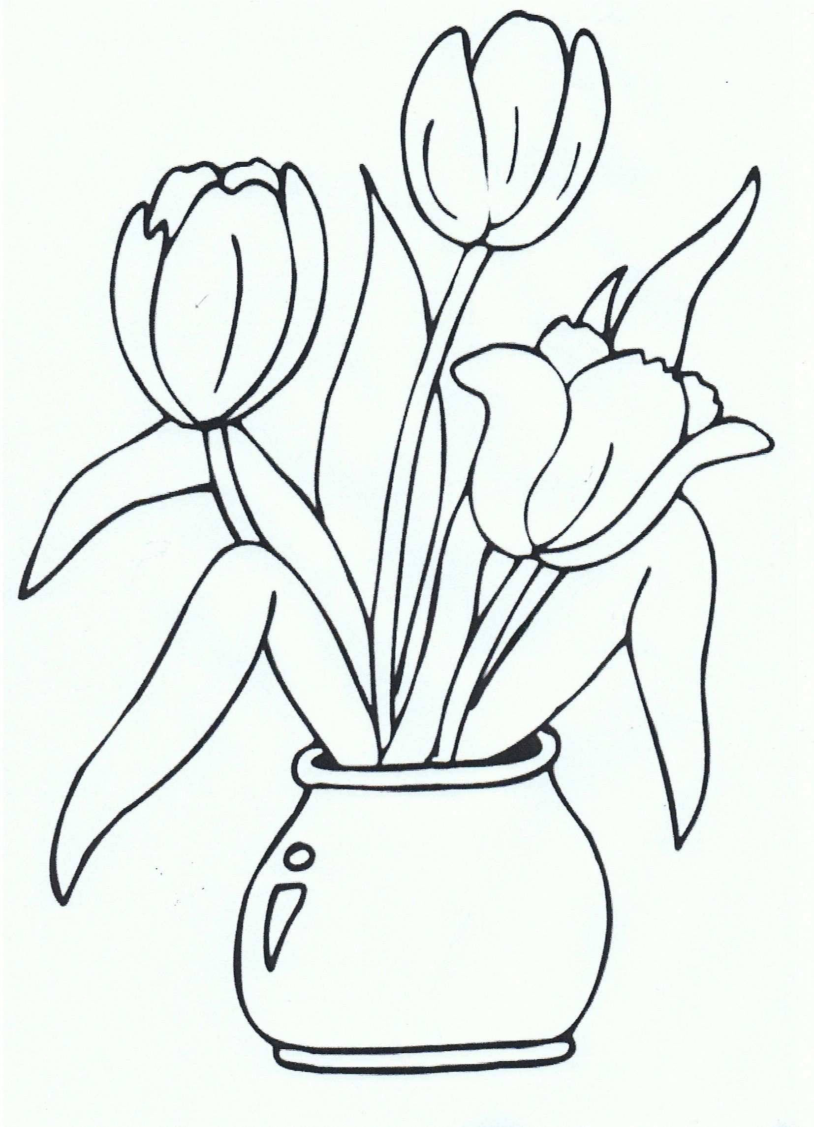 Kleurplaat Tulpen Coloring Page Tulips Kleurplaten Bloem