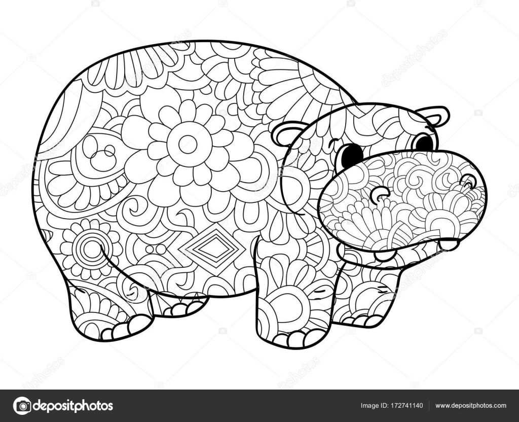 Nijlpaard Kleurplaten Vector Voor Volwassenen Dier