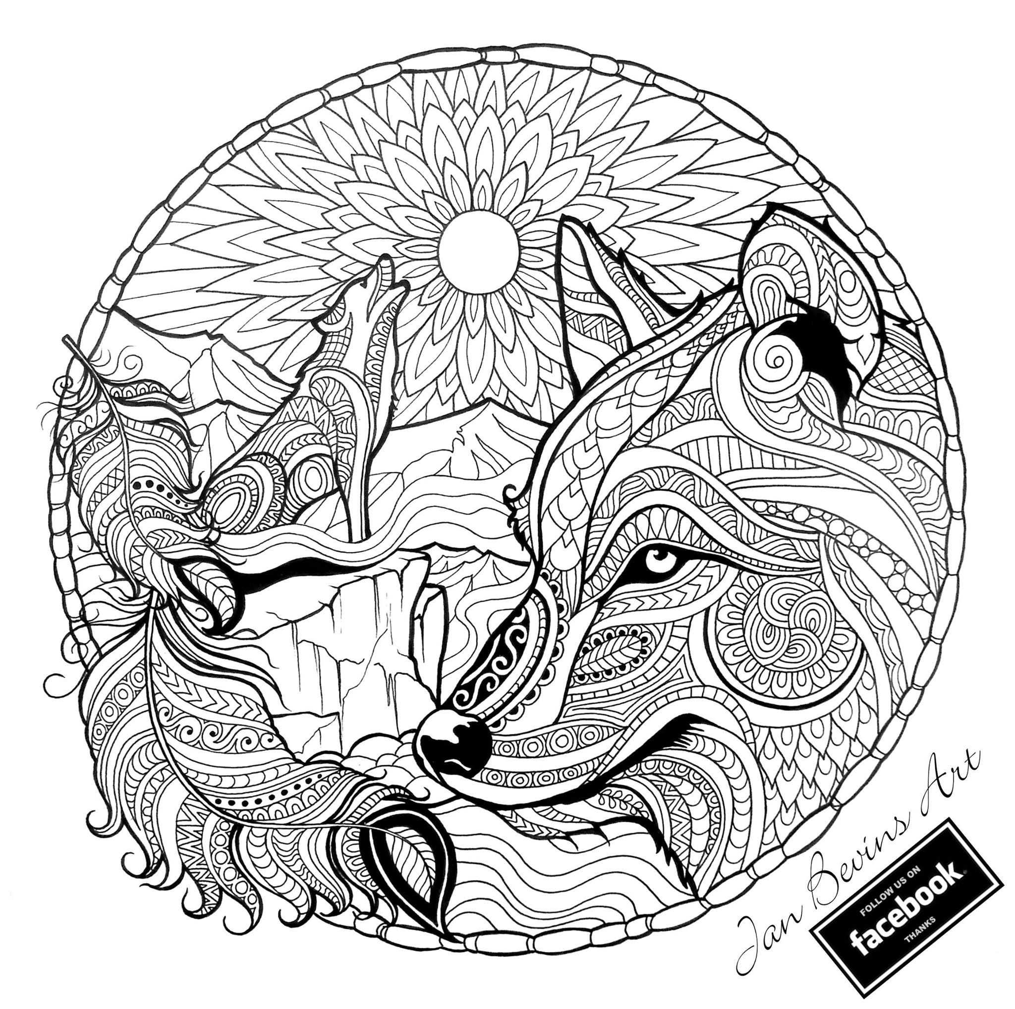 Native Wolf Coloring Met Afbeeldingen Mandala Kleurplaten