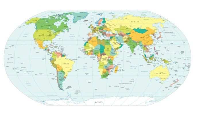 Fotobehang Wereldkaart Politieke Grenzen Pixers We Leven Om
