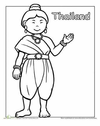 Vrouw Thailand Kleurplaten Rond De Wereld En Thailand
