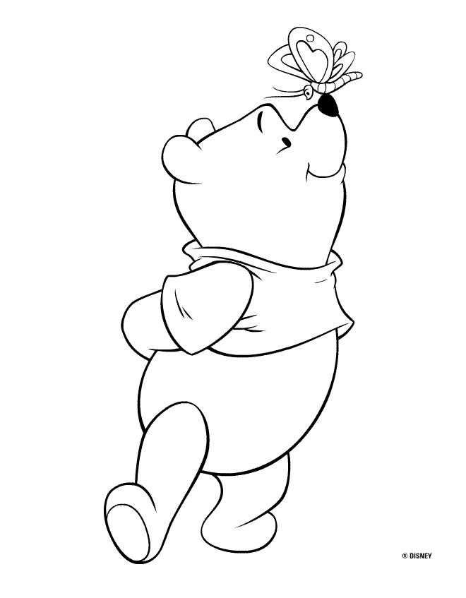 Winnie The Pooh Hugging A Heart Coloring Page With Images