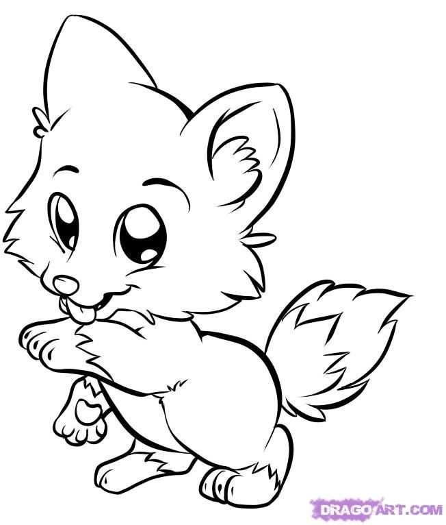 Wolf Coloring Pages For Kids Draw Baby Wolf Cute Animals
