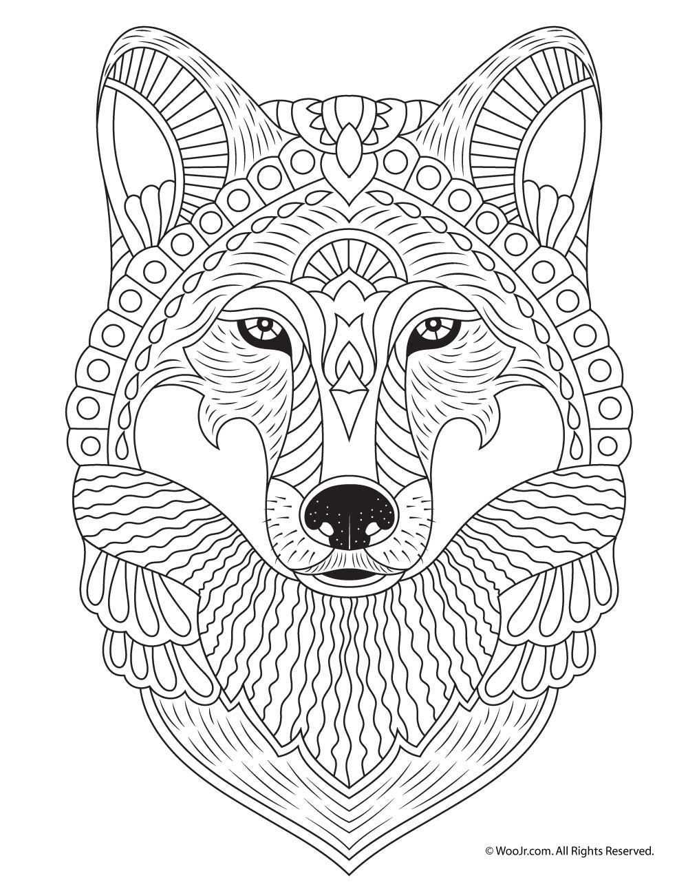 Wolf Adult Coloring Page In 2020 Mandala Kleurplaten