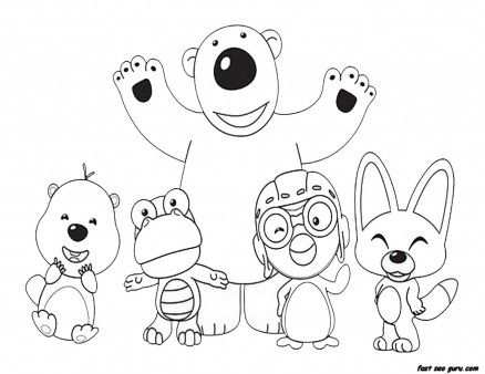 Printable Disney Pororo The Little Penguin And Friends Coloring