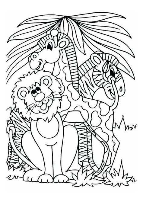 Kleurplaat Leeuw Giraf En Zebra Kinderen Leren Terwijl Ze Kleuren