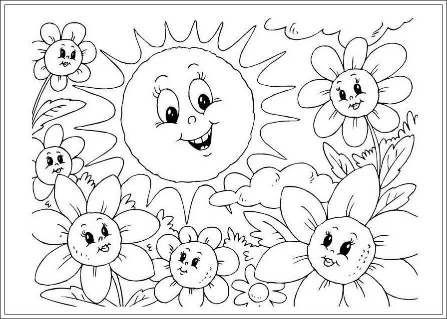 Zomerbloemen Sun Coloring Pages Coloring Pages Summer