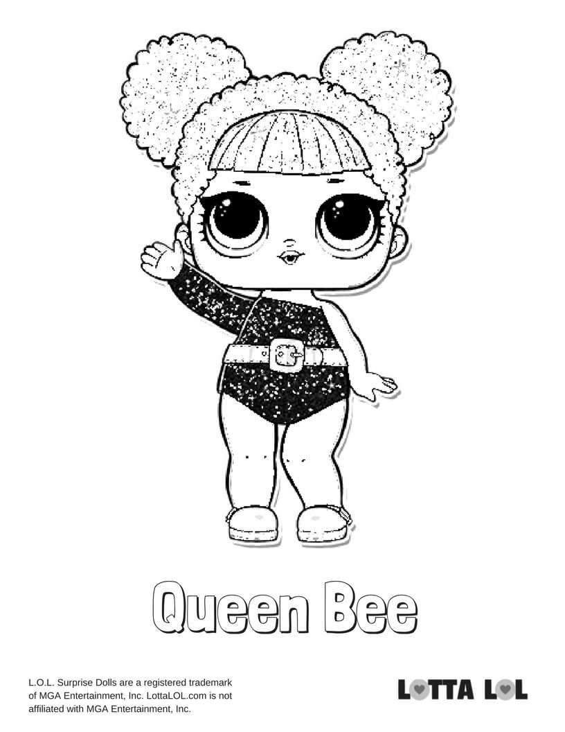 Queen Bee Glitter Coloring Page Lotta Lol Bee Coloring Pages