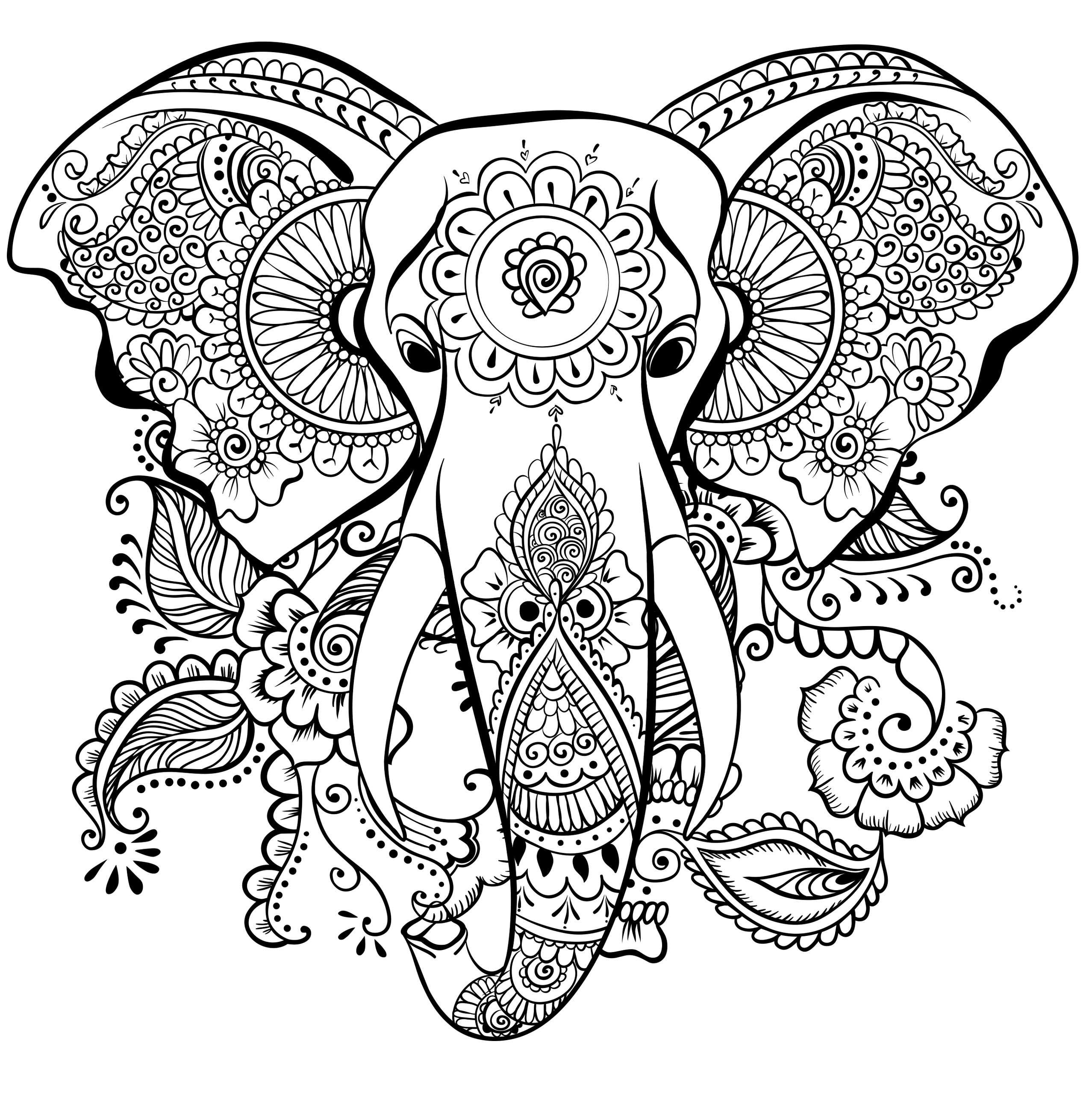 Mandala Kleurplaat Dieren Olifant