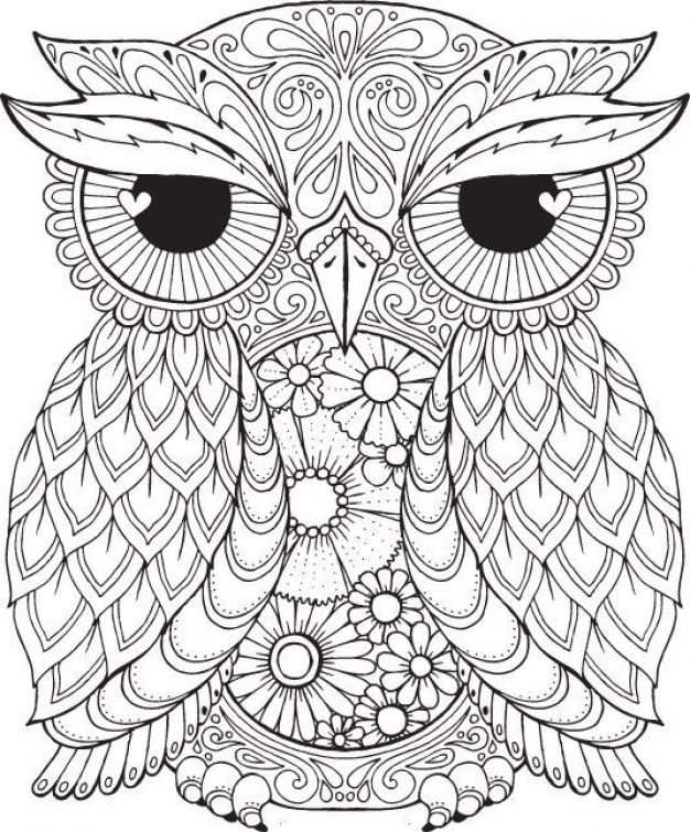 Free Difficult Coloring Picture Of An Owl To Print For Adults