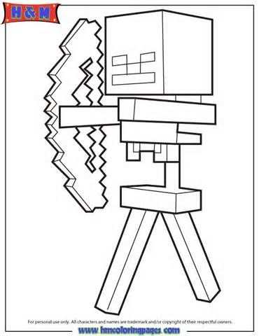 Skeleton And Arrow From Minecraft Game Coloring Page Kleurplaten