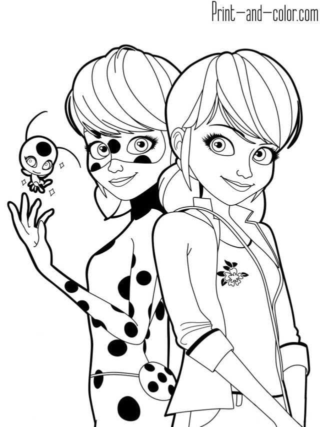 Noir Cat And Ladybug Coloring Pages With Images Ladybug