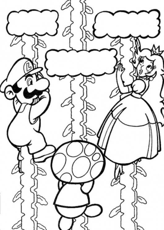 Luigi And Toad Saving Princess Peach Mario Coloring Page Mario