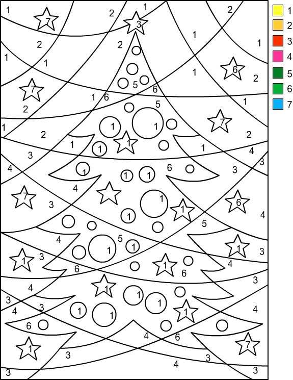 Kleurplaat Cijfers Kerst Kerstboom Med Bilder Julmatte