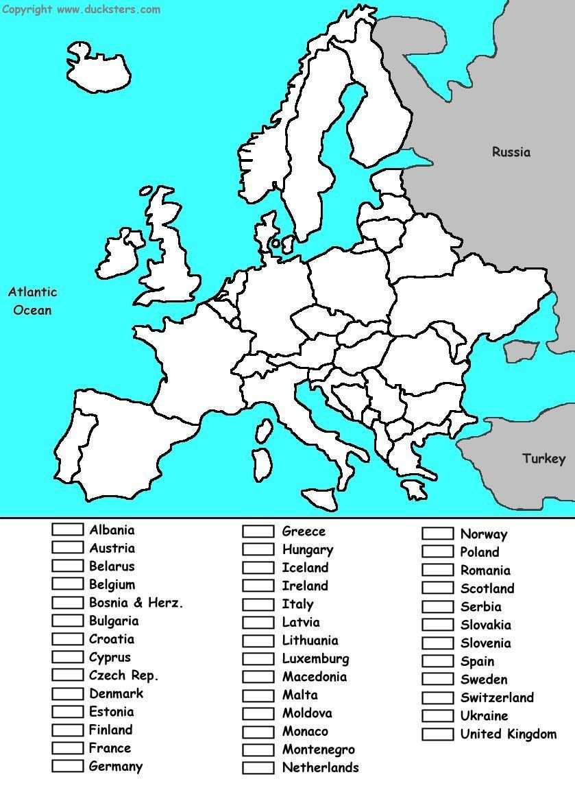 Kleurplaat Van Europa Aardrijkskunde Kaartvaardigheden
