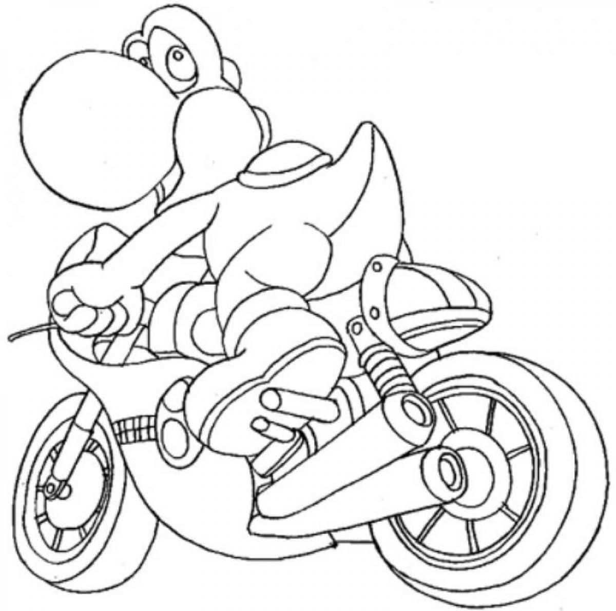 Yoshi Coloring Pages Riding Motorcycle With Images Mario