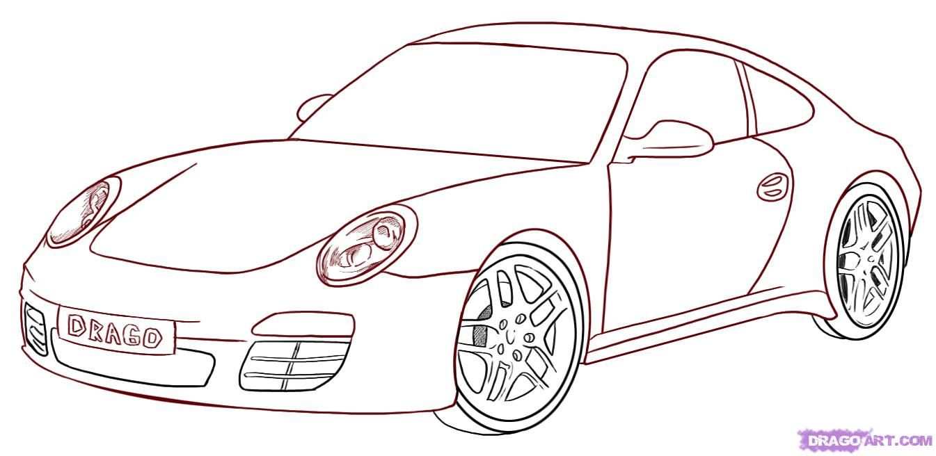 Kleurplaat Auto Porsche