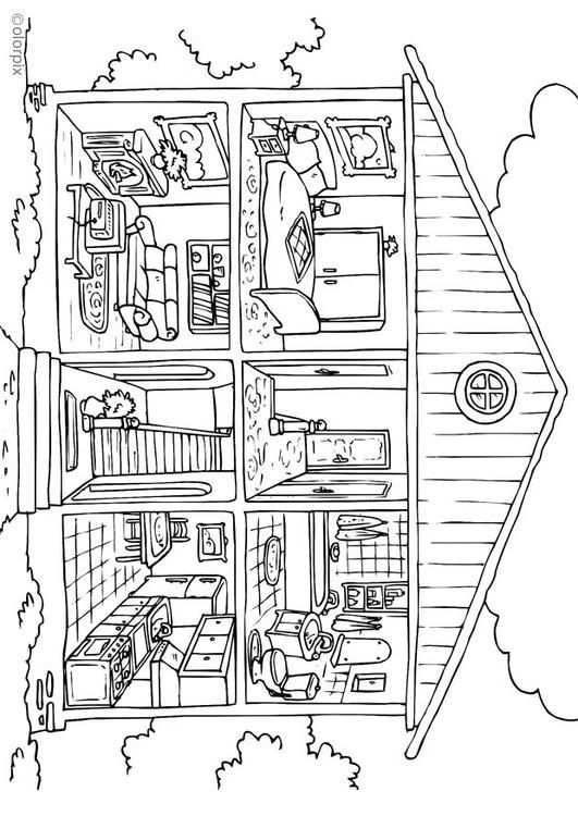 Kleurplaat Huis Binnenkant