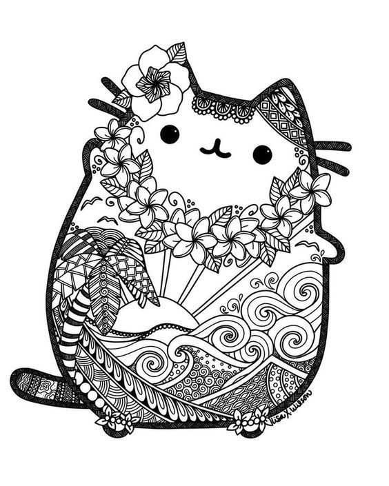 Kleurplaat Kawaii Cat