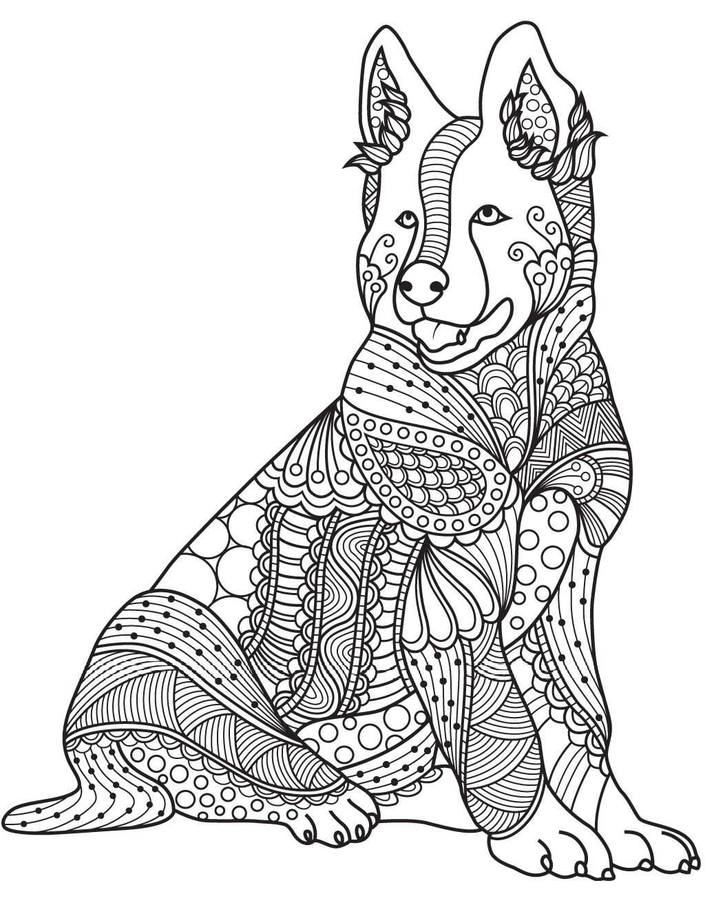 Kleurplaat Mandala Hond