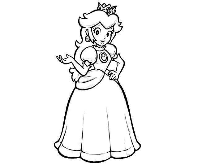 Kleurplaat Mario Peach