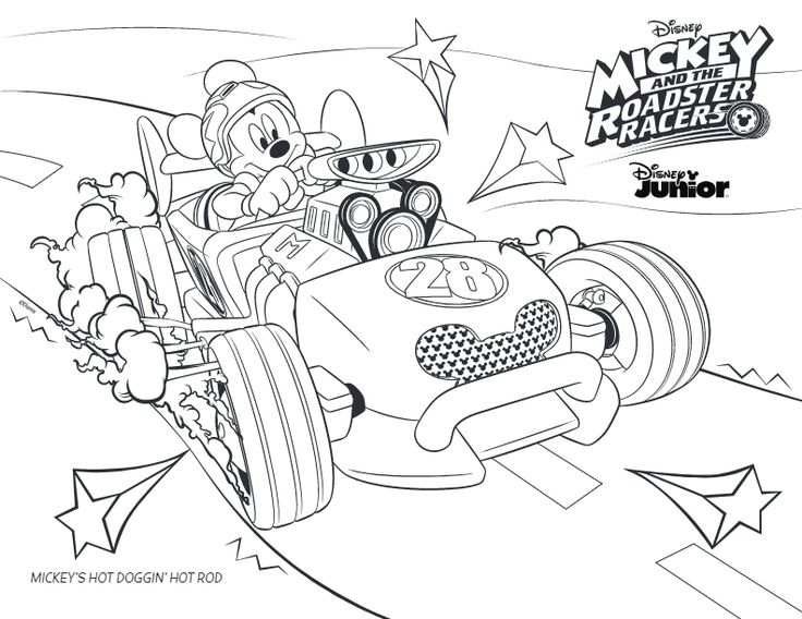 Kleurplaat Mickey Mouse Roadster Racers