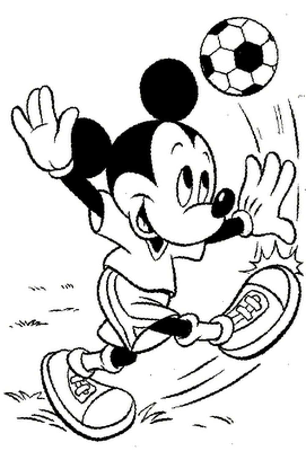 Kleurplaat Mickey Mouse Voetbal