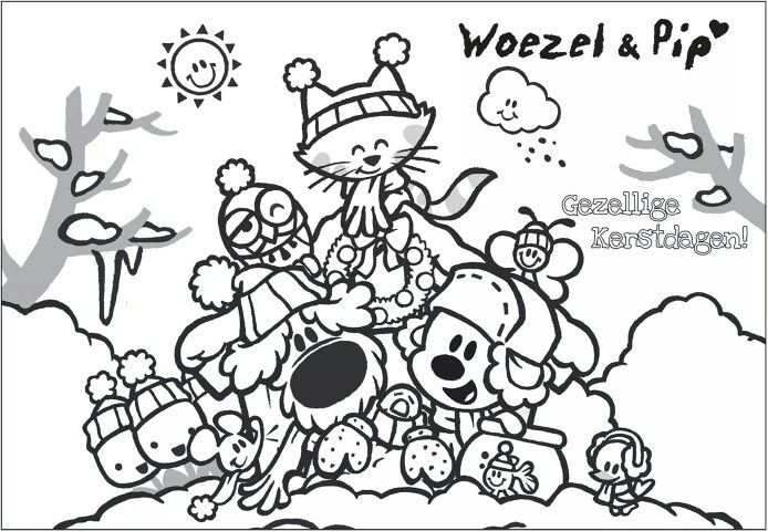 Kleurplaat Woezel En Pip Feest