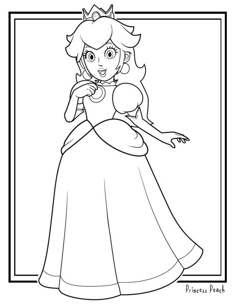 Prinses Peach Kleurplaat Mario
