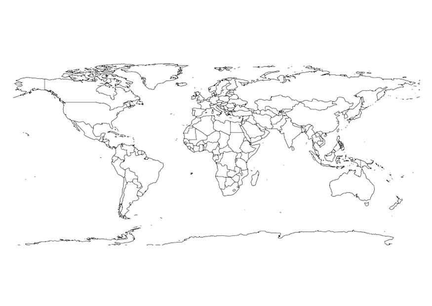 Tekening Wereldkaart Kleurplaat